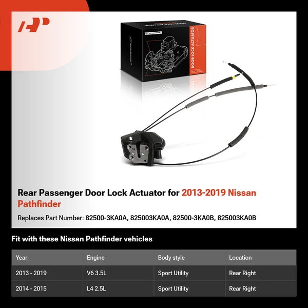 Rear Passenger Door Lock Actuator for 2013-2019 Nissan Pathfinder