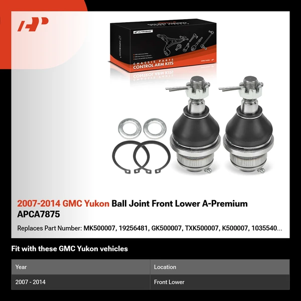 2007-2014 GMC Yukon Ball Joint Front Lower A-Premium APCA7875