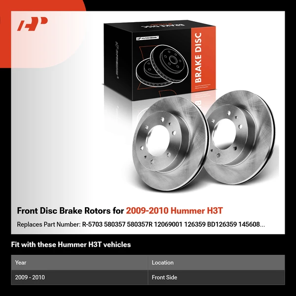 Front Disc Brake Rotors for 2009-2010 Hummer H3T