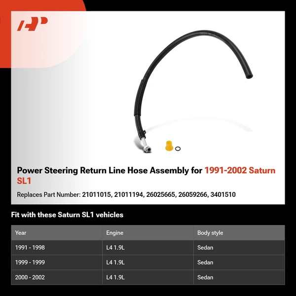 Power Steering Return Line Hose Assembly for 1991-2002 Saturn SL1