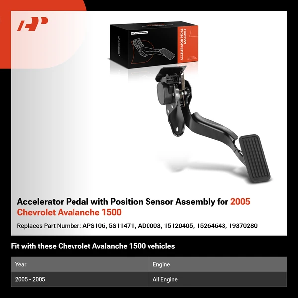 Accelerator Pedal with Position Sensor Assembly for 2005 Chevrolet Avalanche 1500