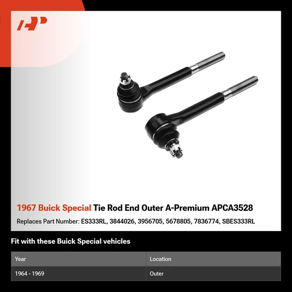 1967 Buick Special Tie Rod End Outer A-Premium APCA3528