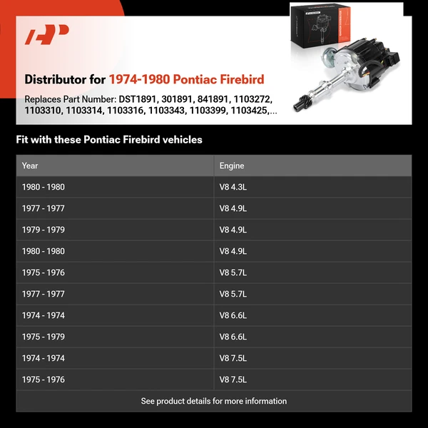 Distributor for 1974-1980 Pontiac Firebird