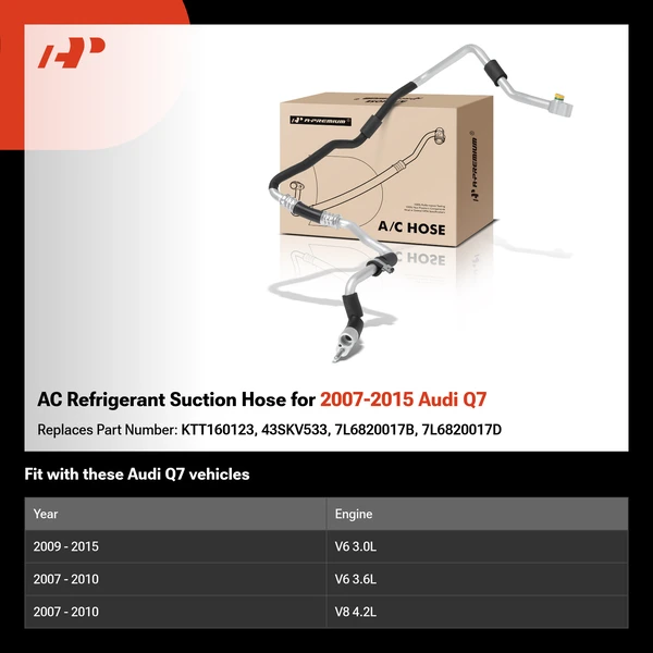 AC Refrigerant Suction Hose for 2007-2015 Audi Q7
