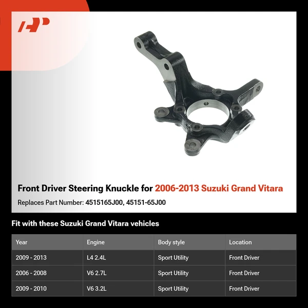 Front Driver Steering Knuckle for 2006-2013 Suzuki Grand Vitara