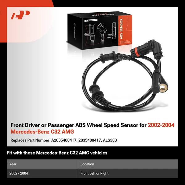 Front Driver or Passenger ABS Wheel Speed Sensor for 2002-2004 Mercedes-Benz C32 AMG