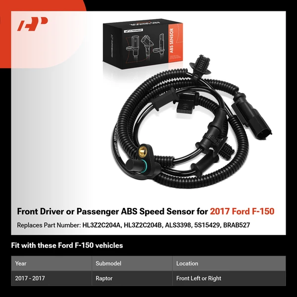 Front Driver or Passenger ABS Speed Sensor for 2017 Ford F-150