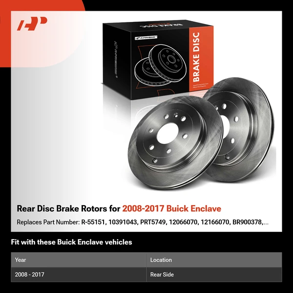 Rear Disc Brake Rotors for 2008-2017 Buick Enclave