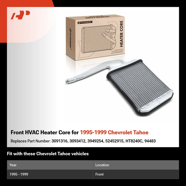 Front HVAC Heater Core for 1995-1999 Chevrolet Tahoe