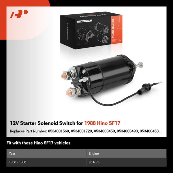 12V Starter Solenoid Switch for 1988 Hino SF17