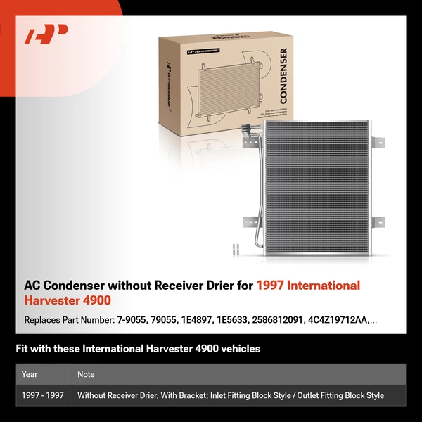 AC Condenser without Receiver Drier for 1997 International Harvester 4900