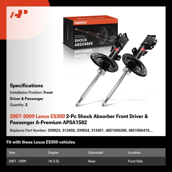 2007-2009 Lexus ES350 2-Pc Shock Absorber Front Driver & Passenger A-Premium APSA1582