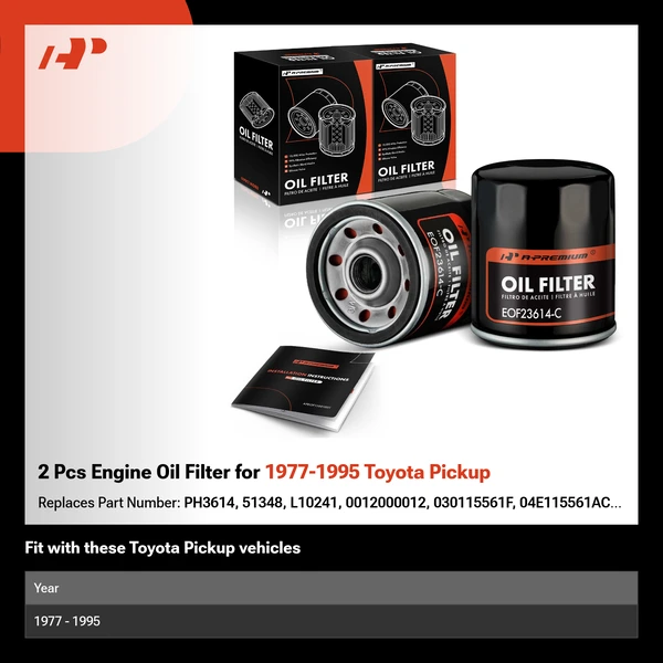 2 Pcs Engine Oil Filter for 1977-1995 Toyota Pickup
