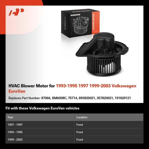HVAC Blower Motor for 1993-1995 1997 1999-2003 Volkswagen EuroVan