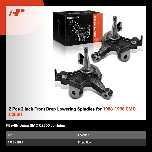 2 Pcs 2 Inch Front Drop Lowering Spindles for 1988-1998 GMC C2500