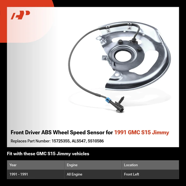 Front Driver ABS Wheel Speed Sensor for 1991 GMC S15 Jimmy