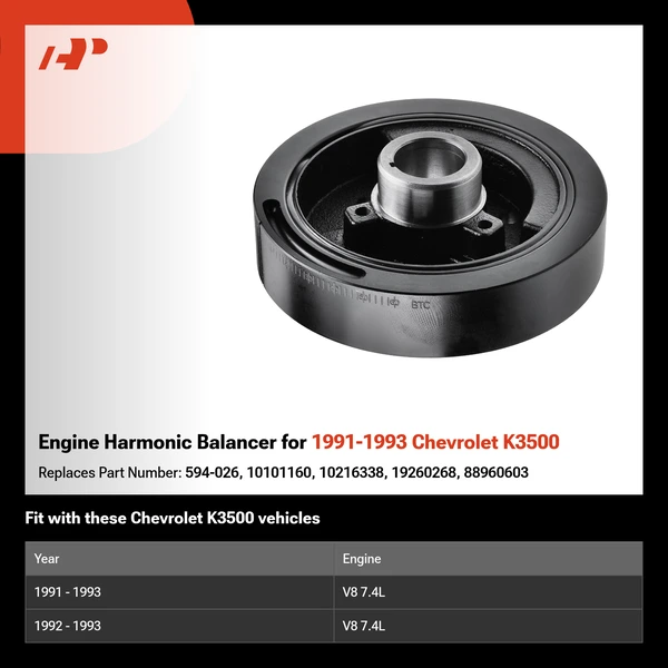 Engine Harmonic Balancer for 1991-1993 Chevrolet K3500