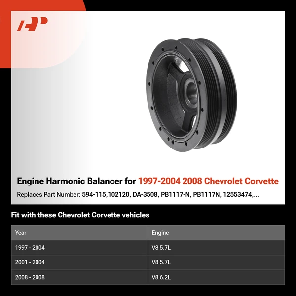 Engine Harmonic Balancer for 1997-2004 2008 Chevrolet Corvette