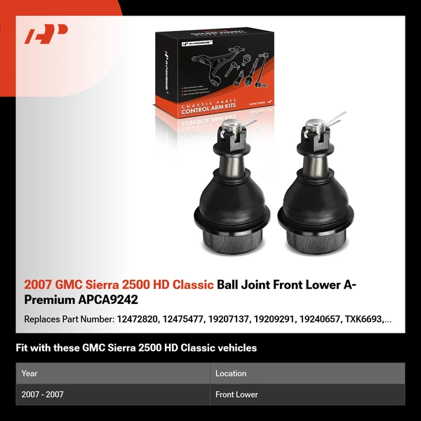 2007 GMC Sierra 2500 HD Classic Ball Joint Front Lower A-Premium APCA9242