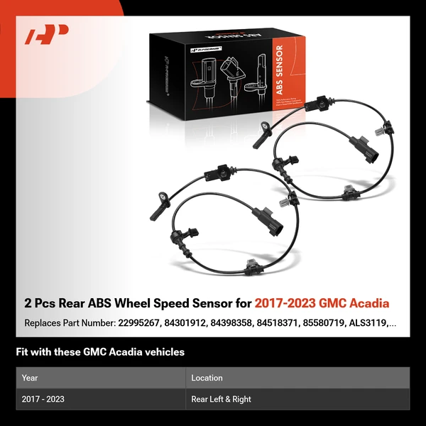 2 Pcs Rear ABS Wheel Speed Sensor for 2017-2023 GMC Acadia