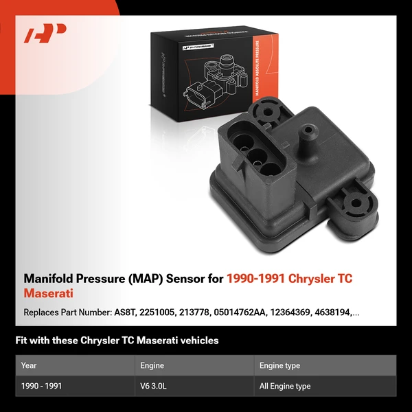 Manifold Pressure (MAP) Sensor for 1990-1991 Chrysler TC Maserati