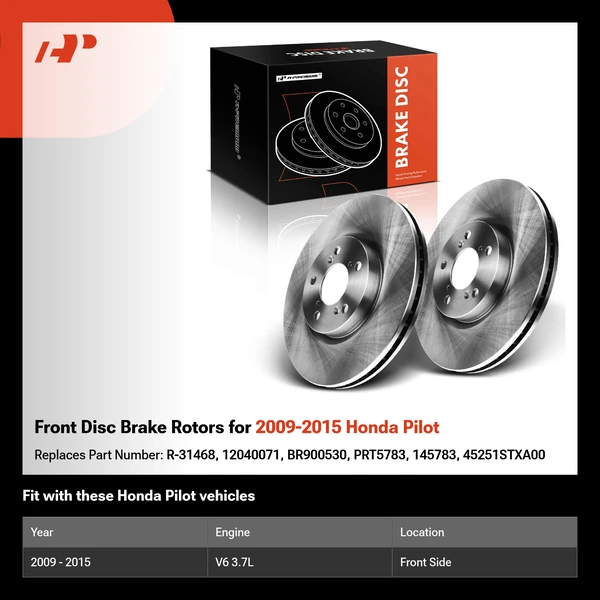 Front Disc Brake Rotors for 2009-2015 Honda Pilot