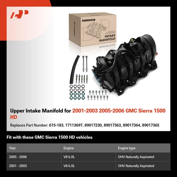 Upper Intake Manifold for 2001-2003 2005-2006 GMC Sierra 1500 HD