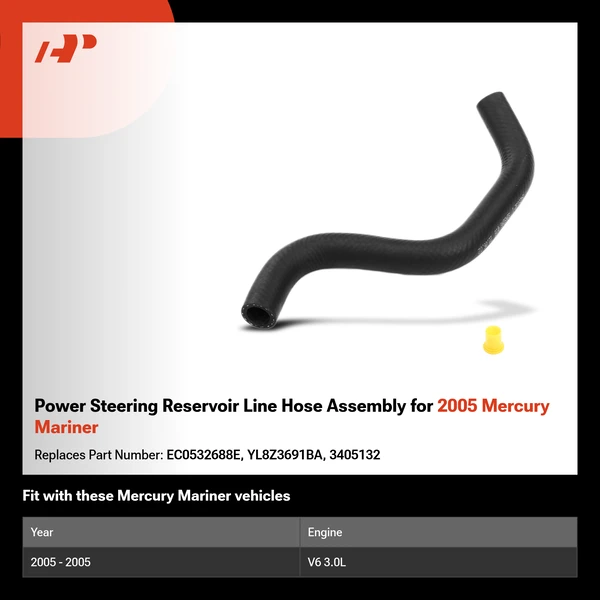 Power Steering Reservoir Line Hose Assembly for 2005 Mercury Mariner