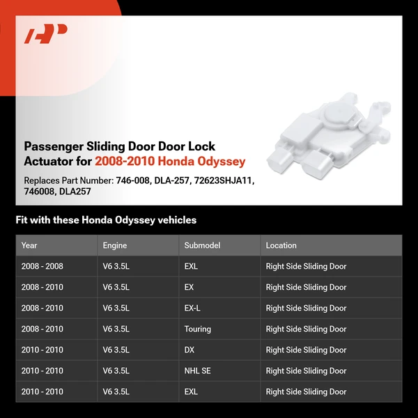 Passenger Sliding Door Door Lock Actuator for 2008-2010 Honda Odyssey