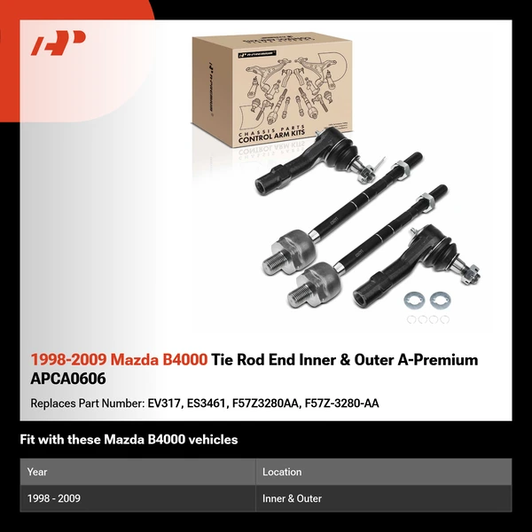 1998-2009 Mazda B4000 Tie Rod End Inner & Outer A-Premium APCA0606