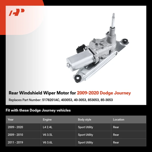 Rear Windshield Wiper Motor for 2009-2020 Dodge Journey