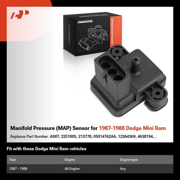 Manifold Pressure (MAP) Sensor for 1987-1988 Dodge Mini Ram