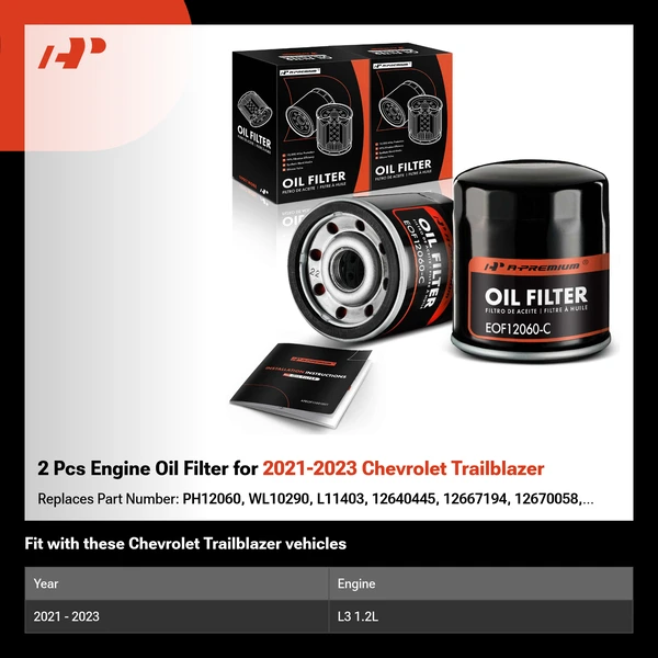 2 Pcs Engine Oil Filter for 2021-2023 Chevrolet Trailblazer
