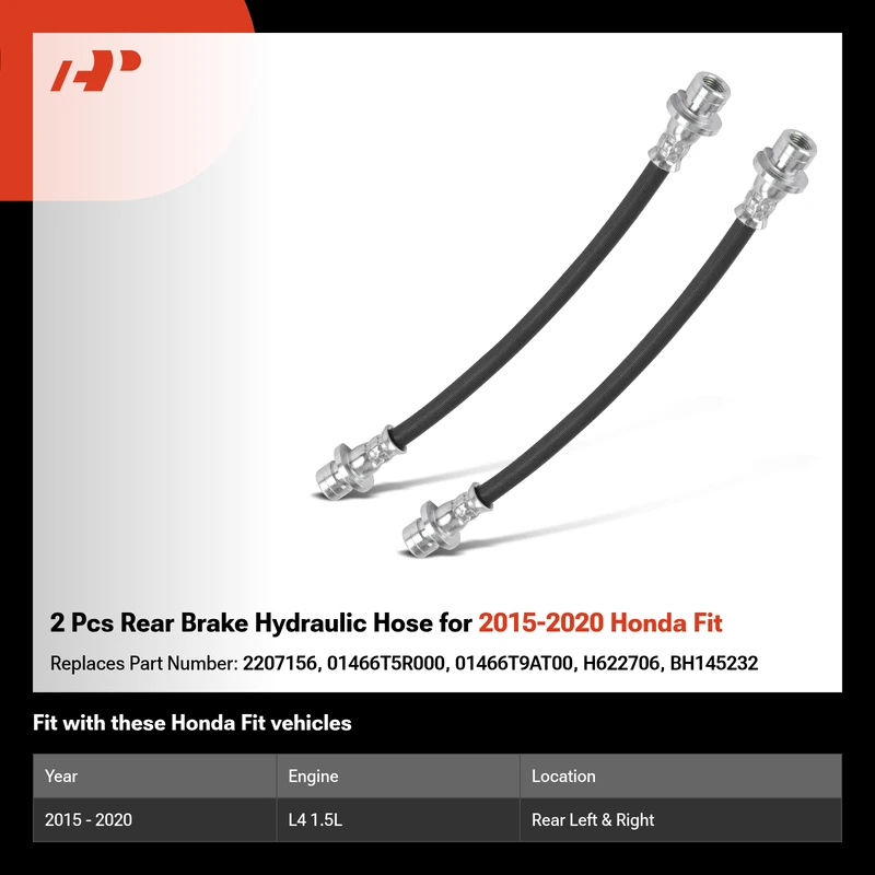 2 Pcs Rear Brake Hydraulic Hose for 2015-2020 Honda Fit
