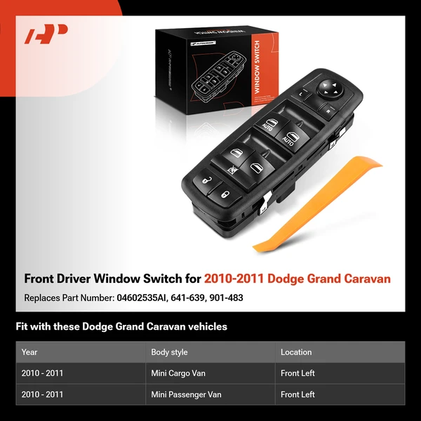 Front Driver Window Switch for 2010-2011 Dodge Grand Caravan