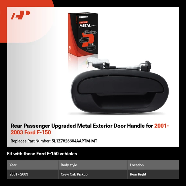 Rear Passenger Upgraded Metal Exterior Door Handle for 2001-2003 Ford F-150