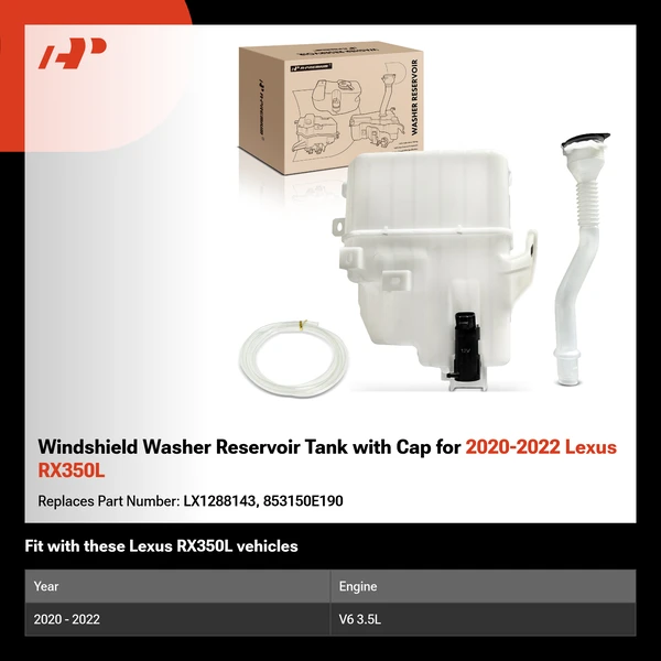 Windshield Washer Reservoir Tank with Cap for 2020-2022 Lexus RX350L