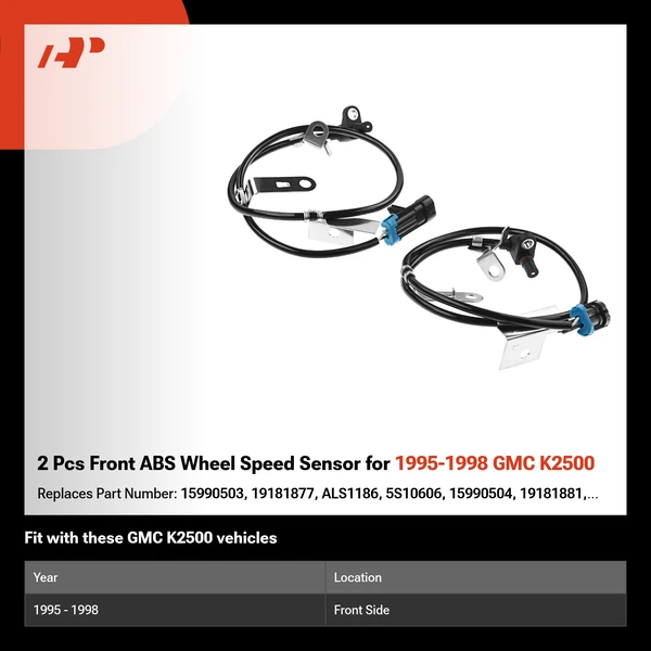 2 Pcs Front ABS Wheel Speed Sensor for 1995-1998 GMC K2500