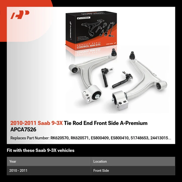 2010-2011 Saab 9-3X Tie Rod End Front Side A-Premium APCA7526