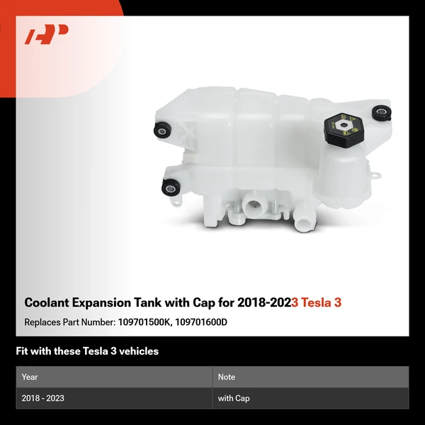 Coolant Expansion Tank with Cap for 2018-2023 Tesla 3