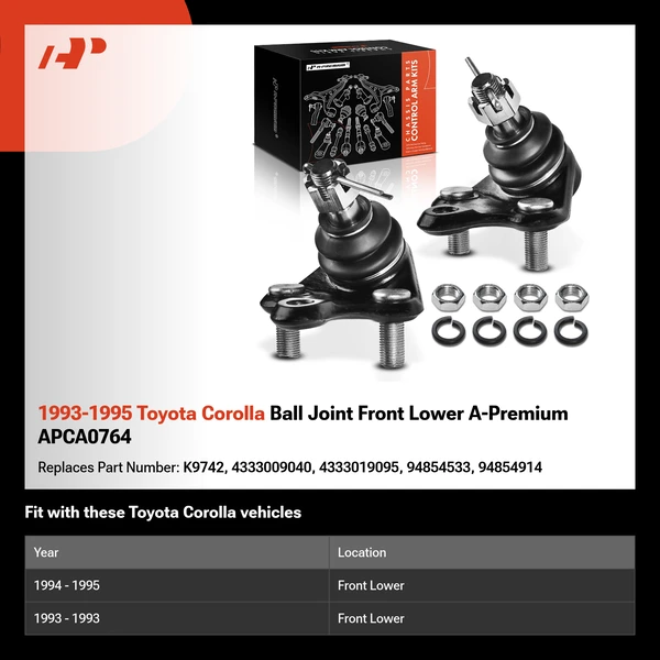 1993-1995 Toyota Corolla Ball Joint Front Lower A-Premium APCA0764