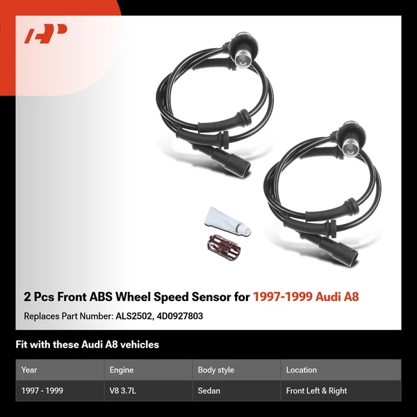 2 Pcs Front ABS Wheel Speed Sensor for 1997-1999 Audi A8