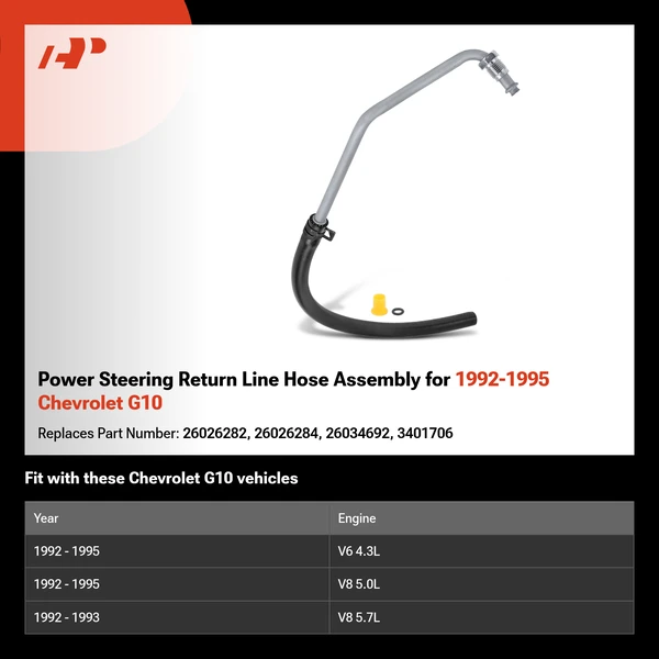 Power Steering Return Line Hose Assembly for 1992-1995 Chevrolet G10