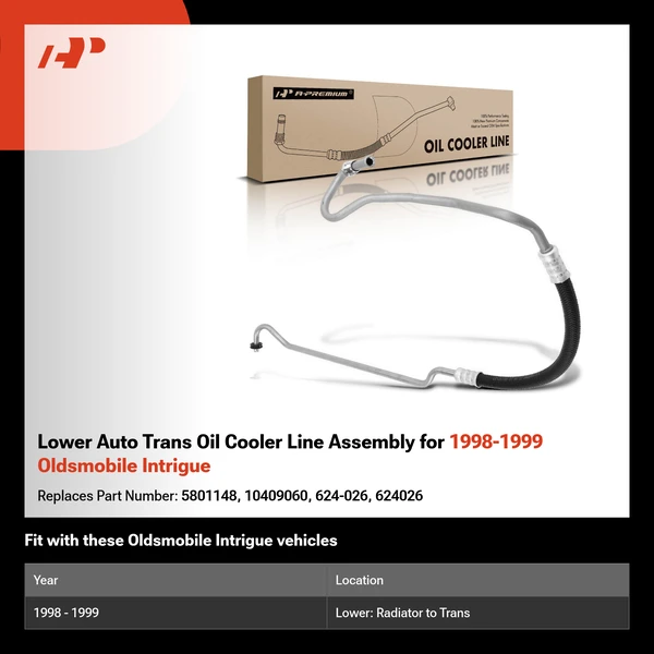 Lower Auto Trans Oil Cooler Line Assembly for 1998-1999 Oldsmobile Intrigue
