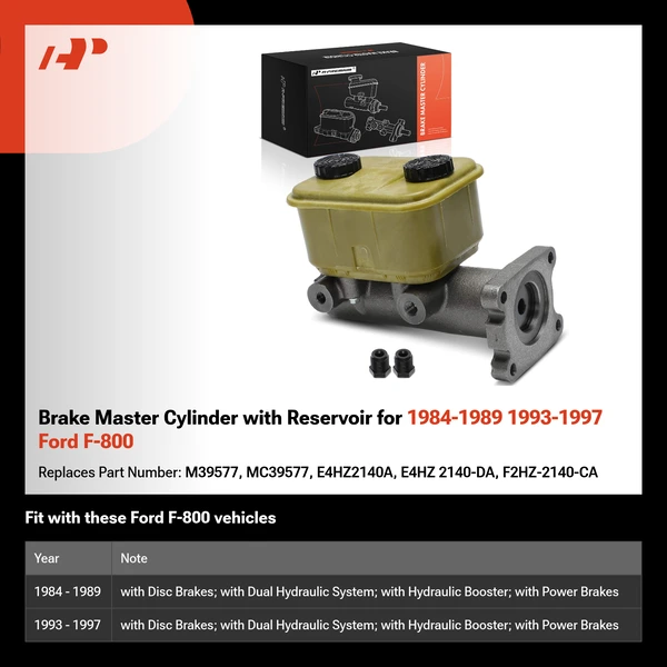 Brake Master Cylinder with Reservoir for 1984-1989 1993-1997 Ford F-800