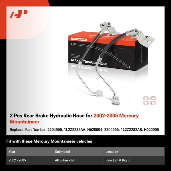 2 Pcs Rear Brake Hydraulic Hose for 2002-2005 Mercury Mountaineer