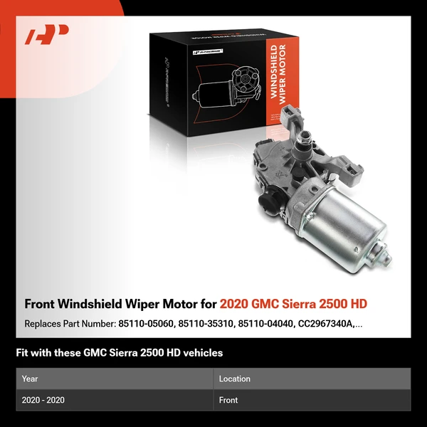 Front Windshield Wiper Motor for 2020 GMC Sierra 2500 HD