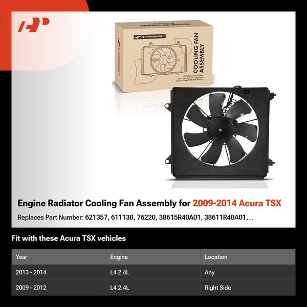 Engine Radiator Cooling Fan Assembly for 2009-2014 Acura TSX