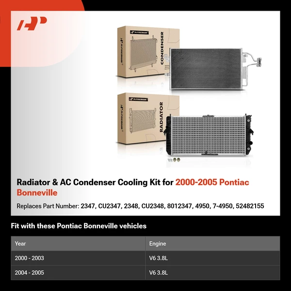 Radiator & AC Condenser Cooling Kit for 2000-2005 Pontiac Bonneville
