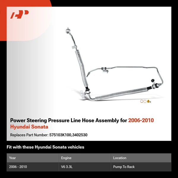 Power Steering Pressure Line Hose Assembly for 2006-2010 Hyundai Sonata